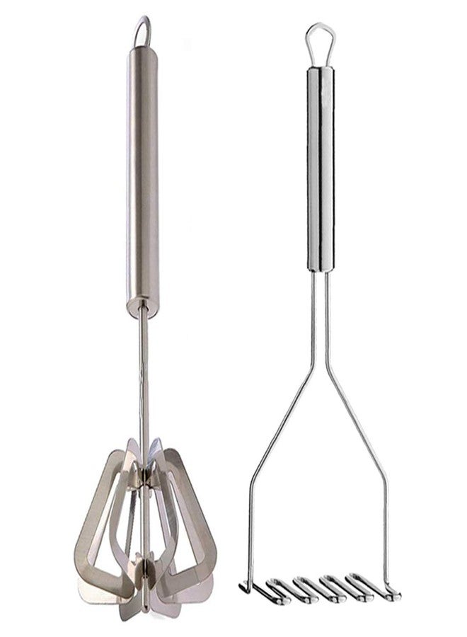 Oc9 Stainless Steel Mathani/Hand Blender/Ravai & Potato Masher/Pav Bhaji Masher/Vegetable Masher for Kitchen Tool Set - Image 1